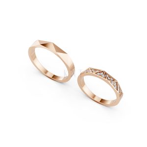 Nhẫn cưới A109 vàng hồng Rose Gold phong cách trẻ trung, nổi bật
