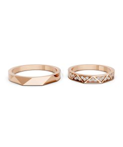 Nhẫn cưới A109 vàng hồng Rose Gold thiết kế đối xứng, phong cách, ấn tượng