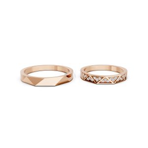 Nhẫn cưới A109 vàng hồng Rose Gold thiết kế đối xứng, phong cách, ấn tượng