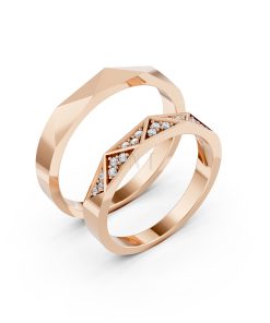 Nhẫn cưới A109 vàng hồng Rose Gold họa tiết ấn tượng, cá tính