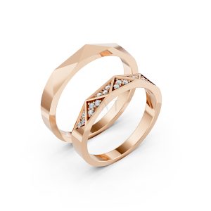 Nhẫn cưới A109 vàng hồng Rose Gold họa tiết ấn tượng, cá tính