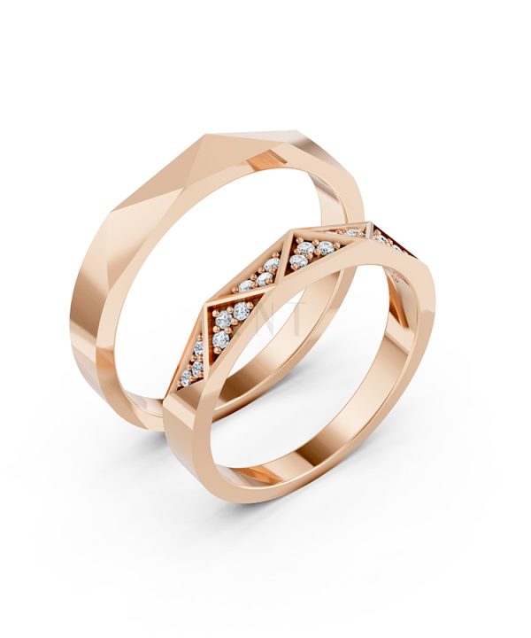 Nhẫn cưới A109 vàng hồng Rose Gold họa tiết ấn tượng, cá tính