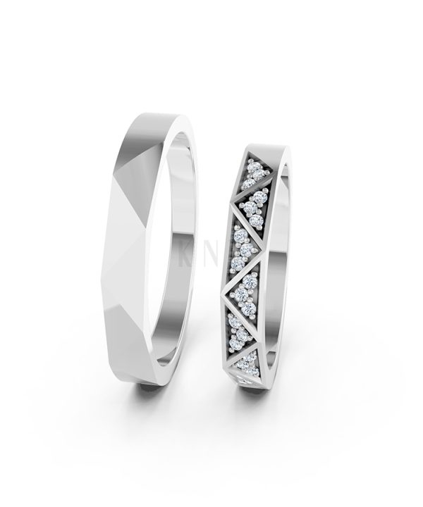 Nhẫn cưới A109 vàng trắng White Gold kiểu dáng cá tính, hiện đại