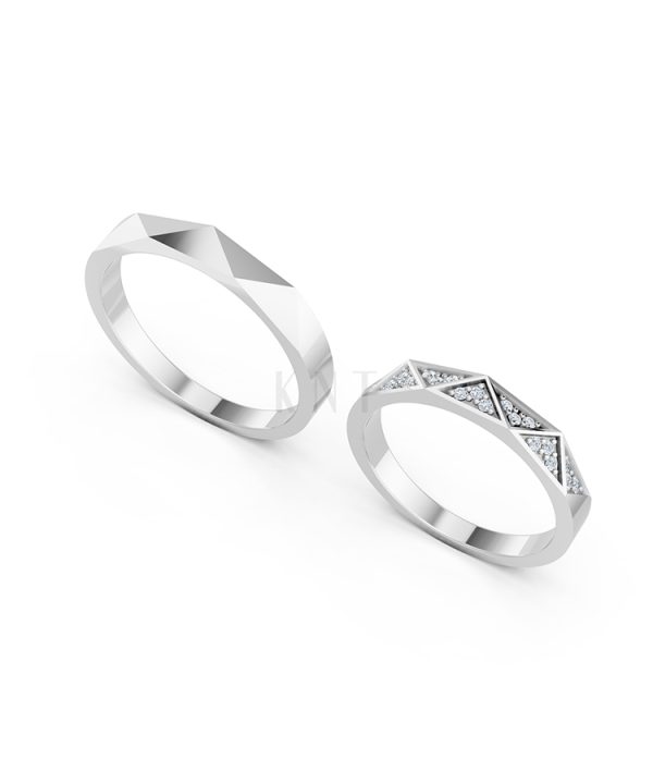 Nhẫn cưới A109 vàng trắng White Gold vàng sáng, đường nét sắc sảo, tinh tế