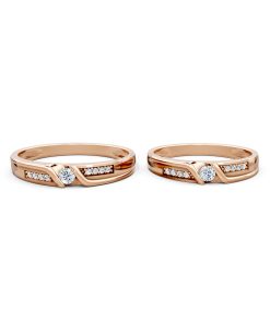 Nhẫn cưới A111 màu vàng hồng Rose Gold phong cách trẻ trung, nổi bật