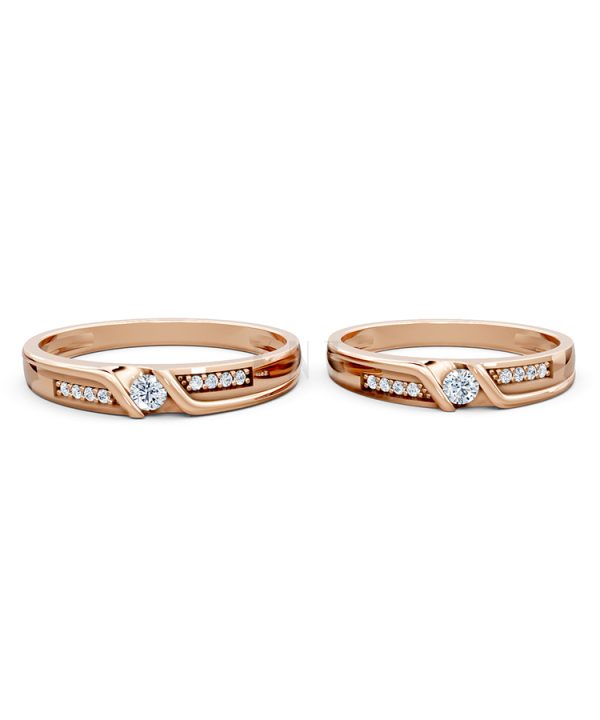 Nhẫn cưới A111 màu vàng hồng Rose Gold phong cách trẻ trung, nổi bật