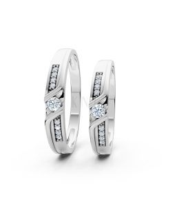 Nhẫn cưới A111 màu vàng trắng White Gold kiểu dáng cá tính, hiện đại