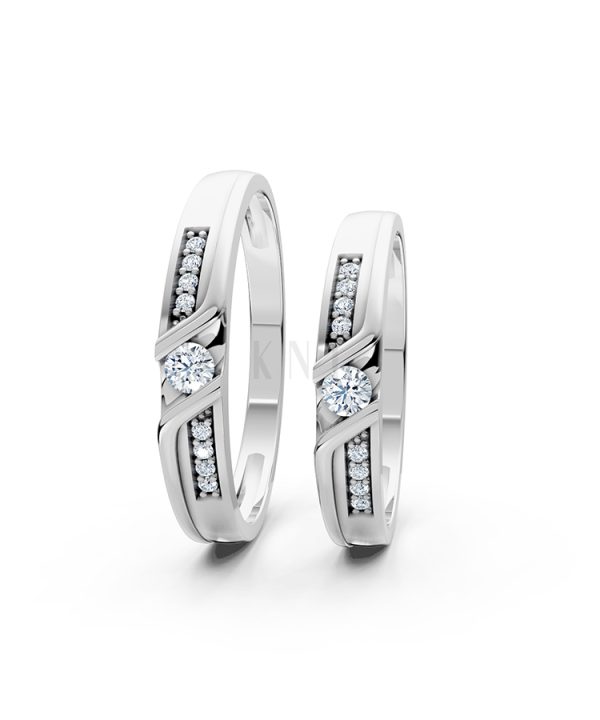 Nhẫn cưới A111 màu vàng trắng White Gold kiểu dáng cá tính, hiện đại