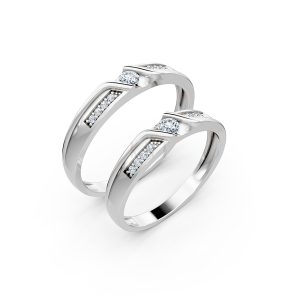 Nhẫn cưới A111 màu vàng trắng White Gold kiểu dáng hiện đại, nổi bật