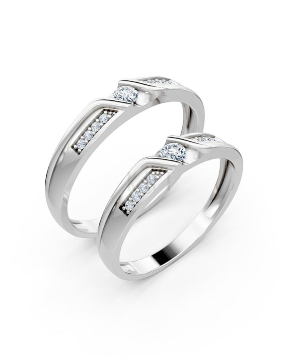 Nhẫn cưới A111 màu vàng trắng White Gold kiểu dáng hiện đại, nổi bật