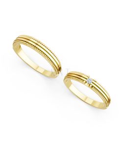 Nhẫn cưới A112 màu Vàng Gold thiết kế tinh xảo, độc đáo