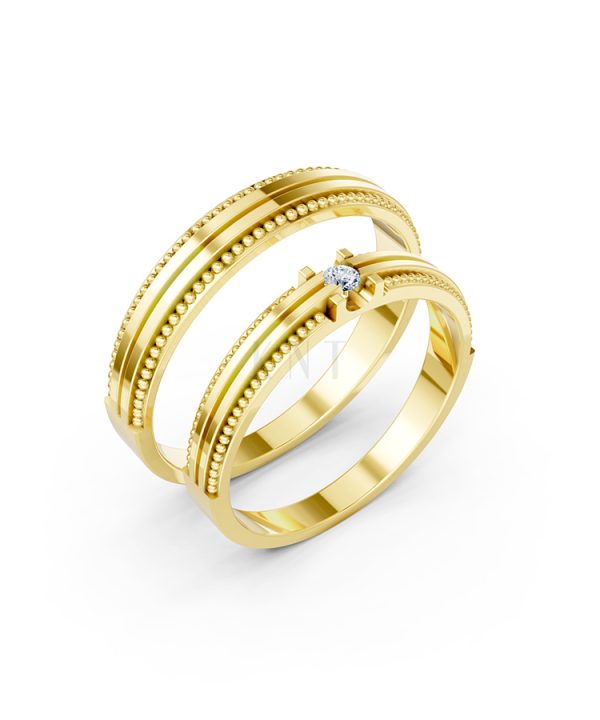 Nhẫn cưới A112 màu Vàng Gold thiết kế tinh tế, sang trọng