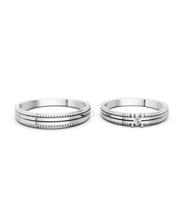 Nhẫn cưới A112 màu vàng trắng White Gold kiểu dáng cá tính, hiện đại