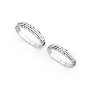 Nhẫn cưới A112 màu vàng trắng White Gold vàng sáng bóng, thiết kế trẻ trung