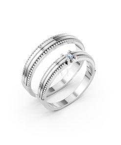 Nhẫn cưới A112 màu vàng trắng White Gold kiểu dáng hiện đại, nổi bật