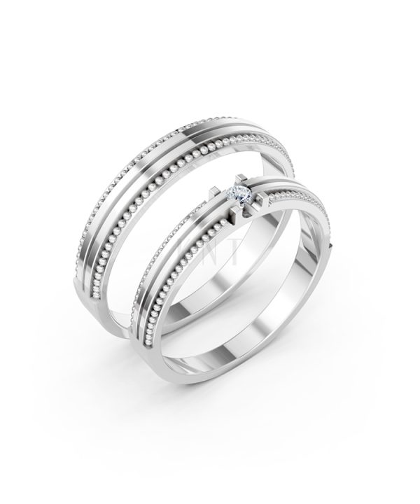 Nhẫn cưới A112 màu vàng trắng White Gold kiểu dáng hiện đại, nổi bật