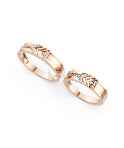 NHẪN CƯỚI A116 màu vàng hồng Rose Gold thiết kế đối xứng, phong cách, ấn tượng