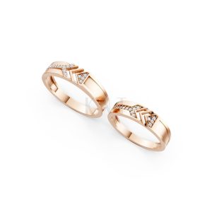 NHẪN CƯỚI A116 màu vàng hồng Rose Gold thiết kế đối xứng, phong cách, ấn tượng