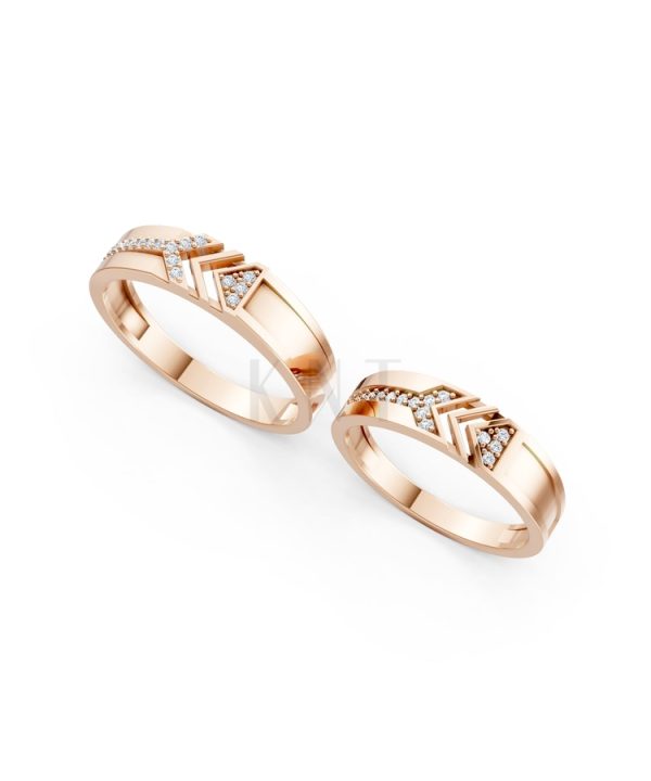 NHẪN CƯỚI A116 màu vàng hồng Rose Gold thiết kế đối xứng, phong cách, ấn tượng
