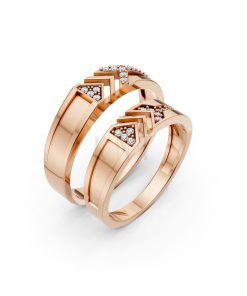 NHẪN CƯỚI A116 màu vàng hồng Rose Gold họa tiết ấn tượng, cá tính