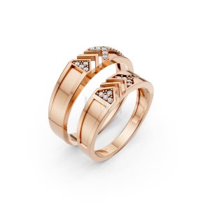 NHẪN CƯỚI A116 màu vàng hồng Rose Gold họa tiết ấn tượng, cá tính