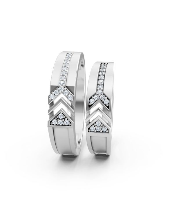 NHẪN CƯỚI A116 màu vàng trắng White Gold vàng sáng bóng, thiết kế trẻ trung