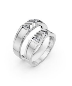 NHẪN CƯỚI A116 màu vàng trắng White Gold kiểu dáng hiện đại, nổi bật