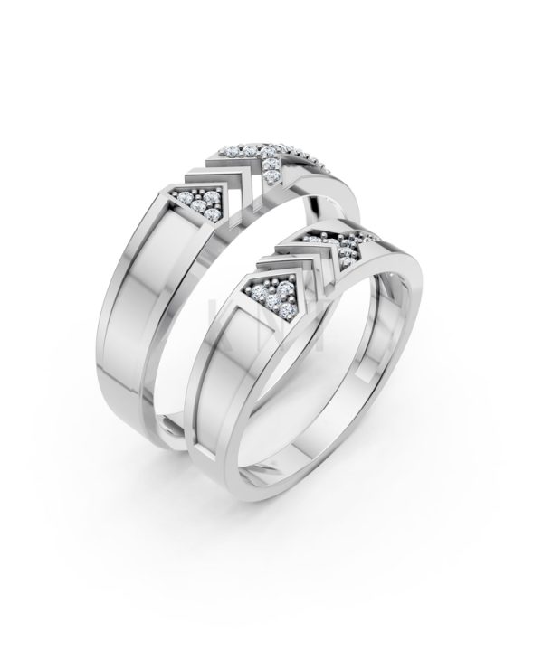 NHẪN CƯỚI A116 màu vàng trắng White Gold kiểu dáng hiện đại, nổi bật