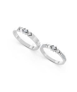 Nhẫn cưới A118 màu vàng trắng White Gold kiểu dáng cá tính, hiện đại