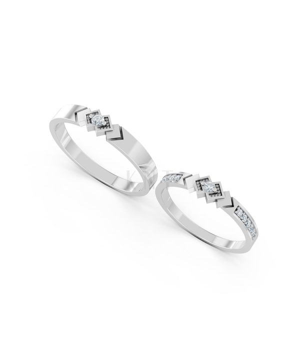 Nhẫn cưới A118 màu vàng trắng White Gold kiểu dáng cá tính, hiện đại