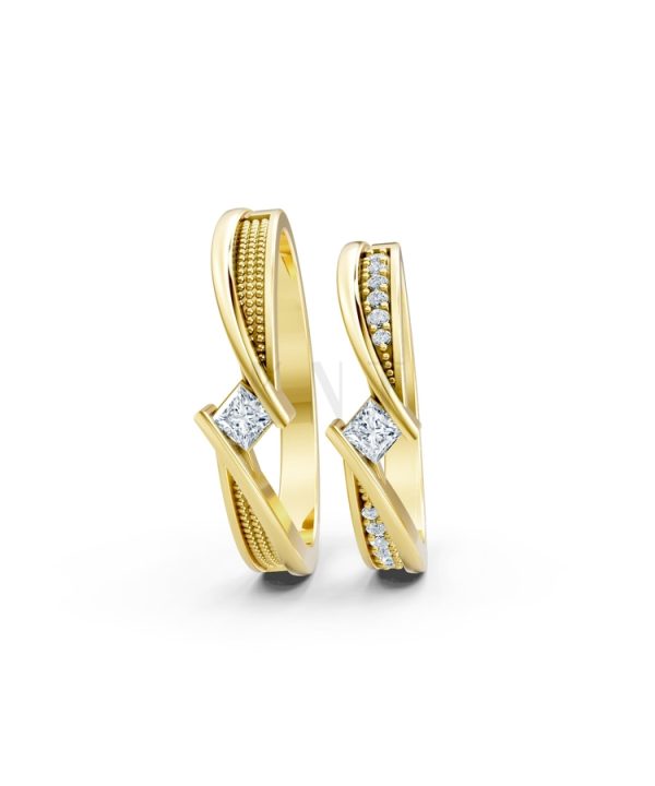 NHẪN CƯỚI A124 màu Vàng Gold thiết kế tinh xảo, độc đáo