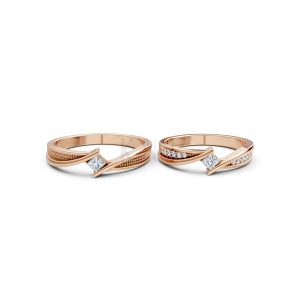 NHẪN CƯỚI A124 màu vàng hồng Rose Gold thiết kế đối xứng, phong cách, ấn tượng