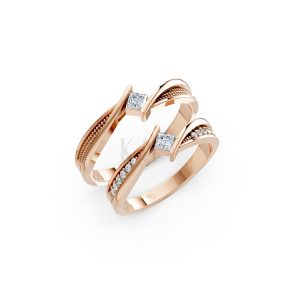 NHẪN CƯỚI A124 màu vàng hồng Rose Gold họa tiết ấn tượng, cá tính