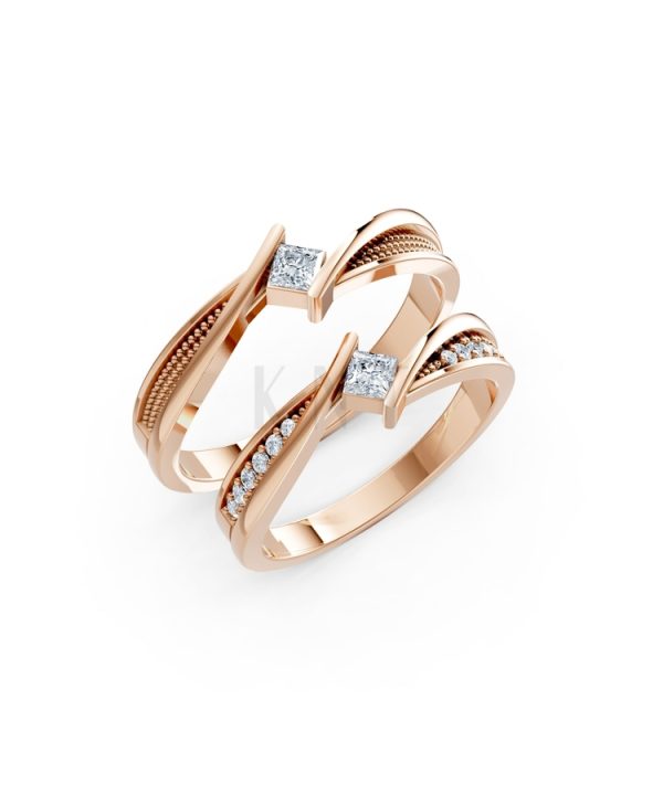 NHẪN CƯỚI A124 màu vàng hồng Rose Gold họa tiết ấn tượng, cá tính