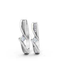 NHẪN CƯỚI A124 màu vàng trắng White Gold kiểu dáng cá tính, hiện đại