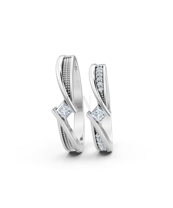 NHẪN CƯỚI A124 màu vàng trắng White Gold kiểu dáng cá tính, hiện đại