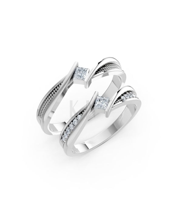 NHẪN CƯỚI A124 màu vàng trắng White Gold kiểu dáng hiện đại, nổi bật