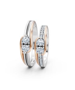 Nhẫn cưới A125 phối màu Dual Color vàng đẹp, họa tiết hình học, độc đáo