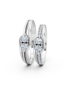 Nhẫn cưới A125 màu vàng trắng White Gold vàng sáng, đường nét sắc sảo, tinh tế