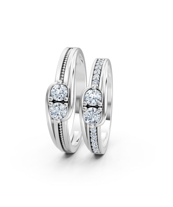 Nhẫn cưới A125 màu vàng trắng White Gold vàng sáng, đường nét sắc sảo, tinh tế