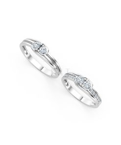 Nhẫn cưới A125 màu vàng trắng White Gold vàng sáng bóng, thiết kế trẻ trung