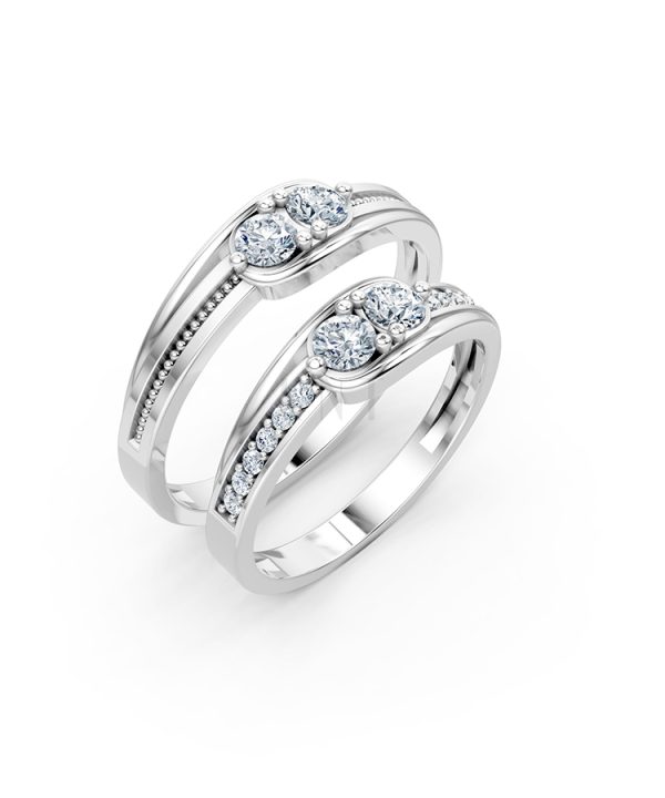 Nhẫn cưới A125 màu vàng trắng White Gold kiểu dáng hiện đại, nổi bật