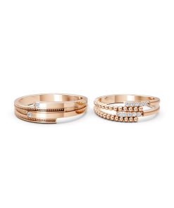 Nhẫn cưới A126 màu vàng hồng Rose Gold phong cách trẻ trung, nổi bật