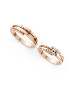 Nhẫn cưới A126 màu vàng hồng Rose Gold vàng đẹp, họa tiết hình học, độc đáo