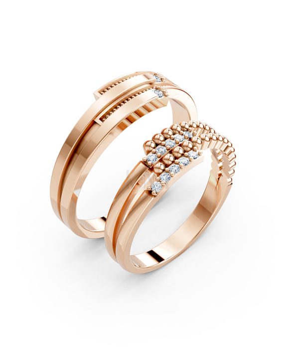 Nhẫn cưới A126 màu vàng hồng Rose Gold họa tiết ấn tượng, cá tính