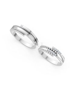 Nhẫn cưới A126 màu vàng trắng White Gold vàng sáng, đường nét sắc sảo, tinh tế