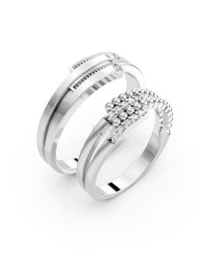 Nhẫn cưới A126 màu vàng trắng White Gold kiểu dáng hiện đại, nổi bật