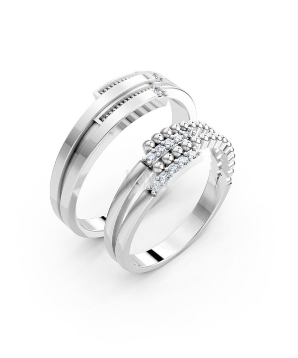 Nhẫn cưới A126 màu vàng trắng White Gold kiểu dáng hiện đại, nổi bật