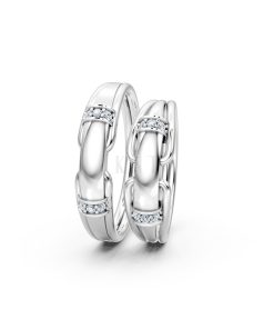 Nhẫn cưới A127 màu vàng trắng White Gold vàng sáng bóng, thiết kế trẻ trung