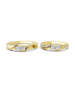 Nhẫn cưới A129 màu Vàng Gold vàng 10K/14K/18K/607 cao cấp, thanh lịch